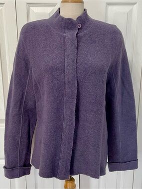 Deane & White Women’s Purple Boiled Wool Lavender Zip Up Coat